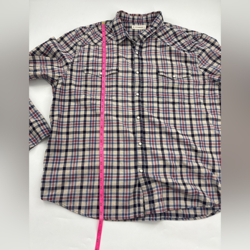 Lucky Brand Men’s Plaid Cotton Western Pearl Snap-Up Button Down Shirt 2xLarge - Picture 6 of 7